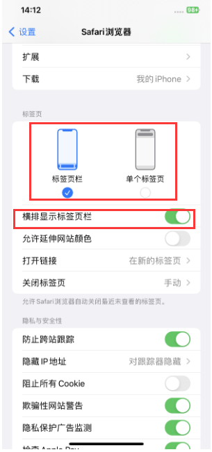 泊头苹果手机维修分享Safari浏览器如何切换标签栏位置 